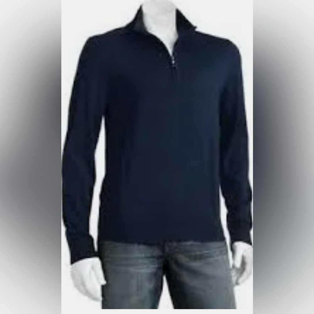APT. 9 navy blue fleece lined 1/4 zip top sweater jacket size medium